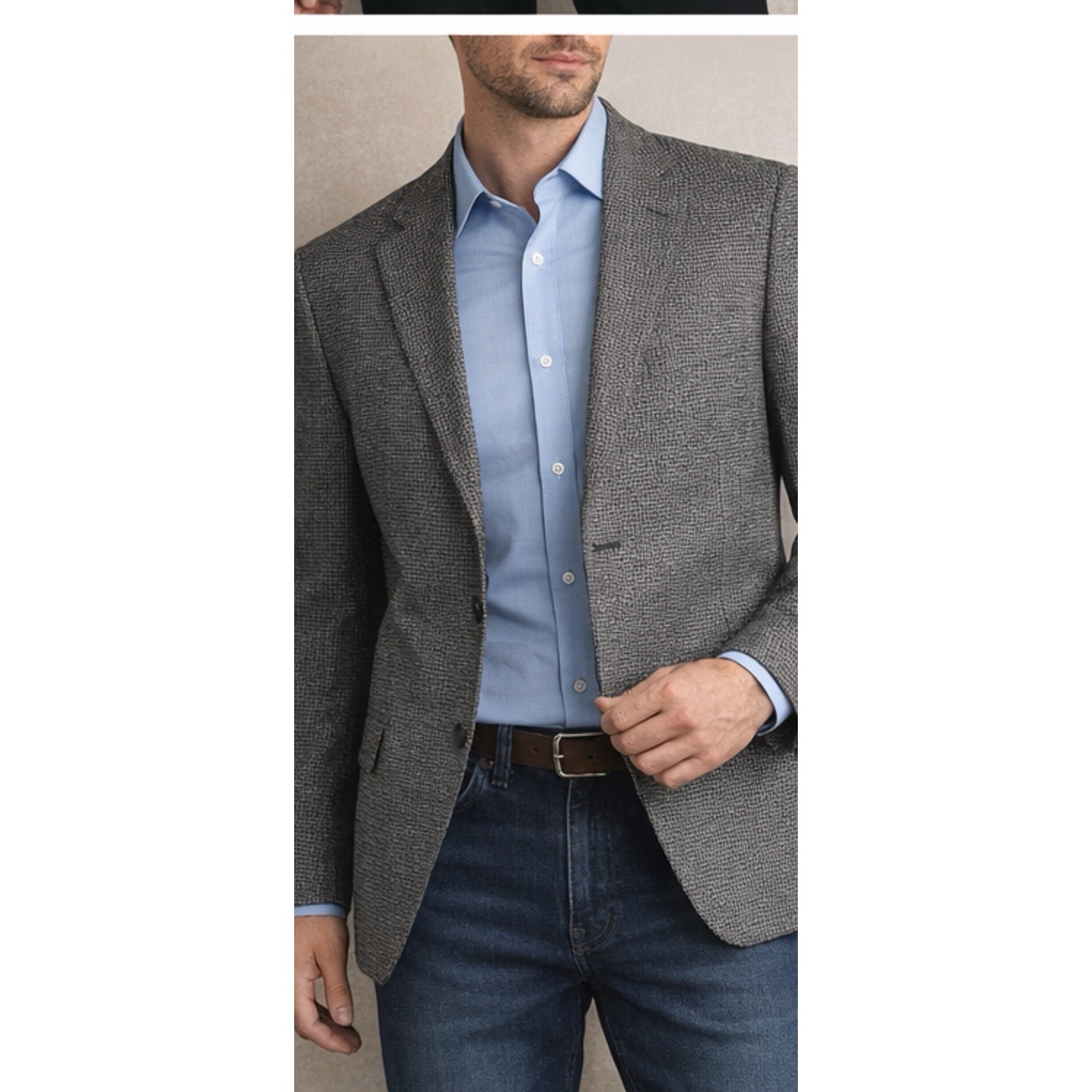 Haggar Collections Blazer Sport Coat Men Gray Business Casual Jacket 42